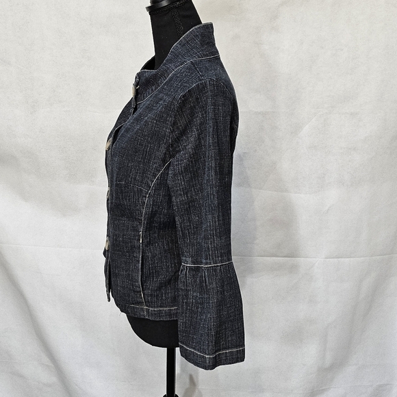 LAL Bell Sleeve Dark Blue Denim Button Up Jacket Size M - Picture 4 of 7